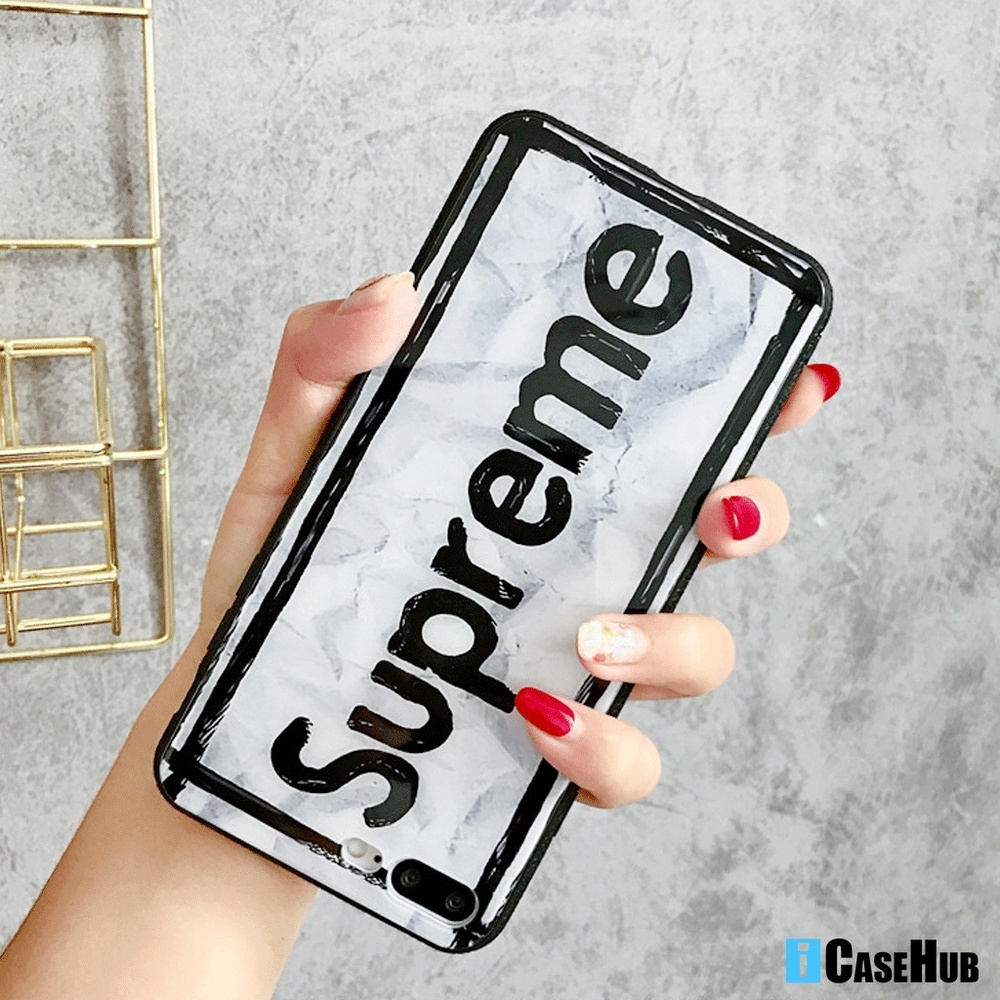 Sup Logo Marble Paint Hard Glass iPhone Case - Picture 7 of 8